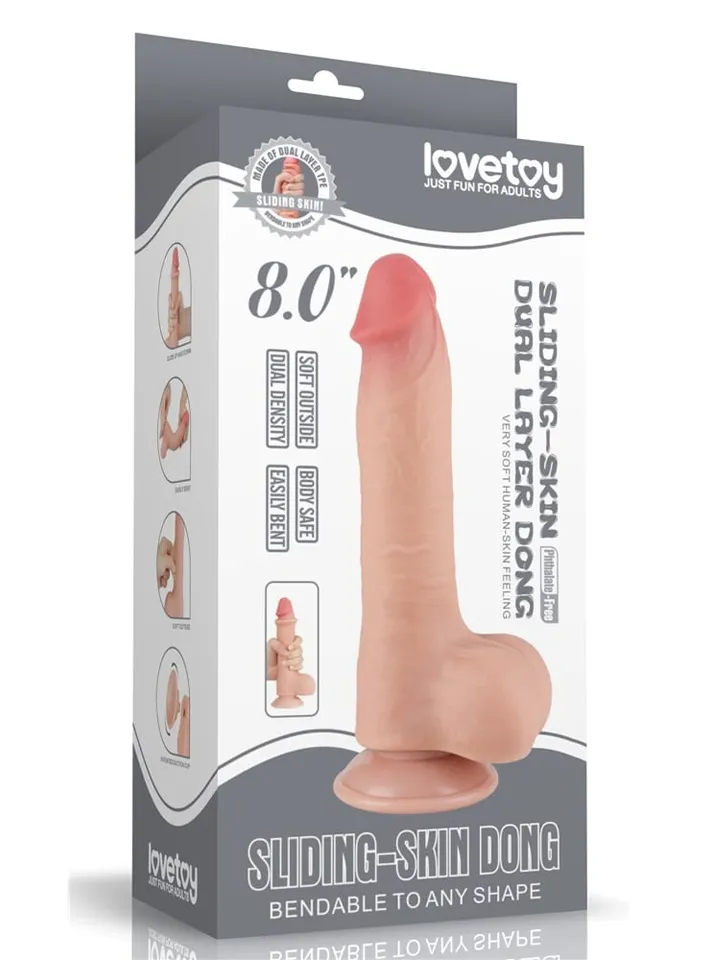 Lovetoy Sliding Skin Dual Layer Dildo 20 cm - Lifelike dildo 5 [full]