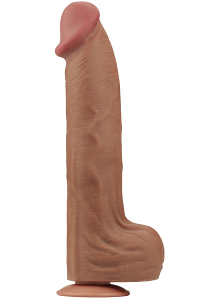 Lovetoy Sliding Skin Dual Layer Dildo Brown 36 cm - XL Dildo 1