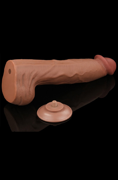 Lovetoy Sliding Skin Dual Layer Dildo Brown 36 cm - XL Dildo 4