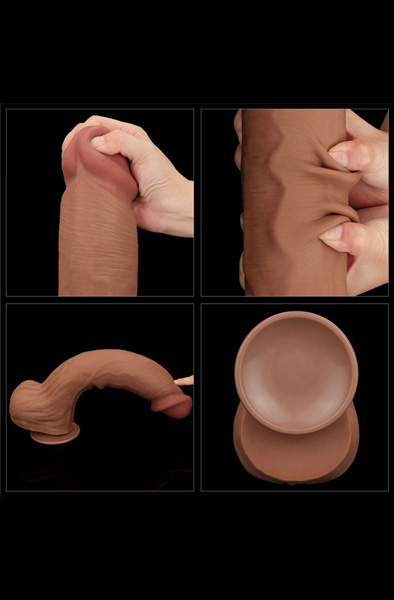 Lovetoy Sliding Skin Dual Layer Dildo Brown 36 cm - XL Dildo 6