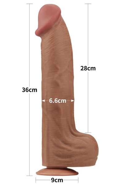 Lovetoy Sliding Skin Dual Layer Dildo Brown 36 cm - XL Dildo 7