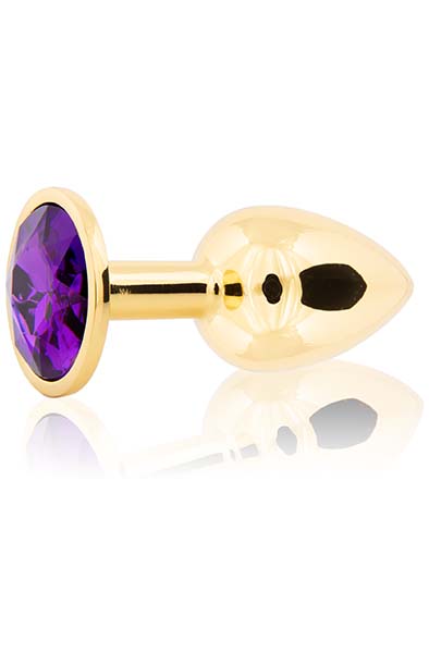 Metal Butt Plug Gold/Purple Small - Anal plug metal 1