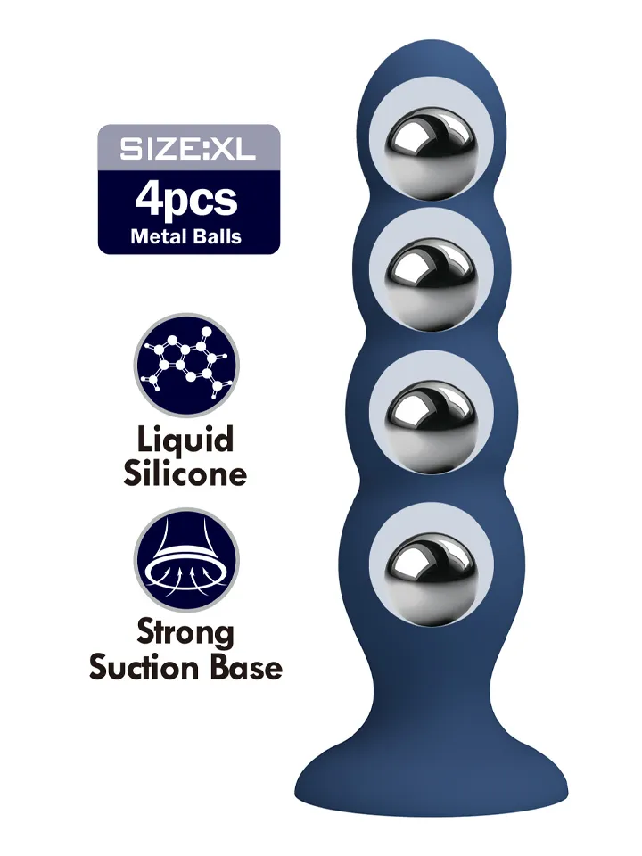 Metal & Silicone Anal Plug With 4 Metal Balls - Anal beads 1 [full]