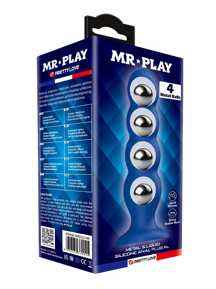 Metal & Silicone Anal Plug With 4 Metal Balls - Anal beads 3 [full]