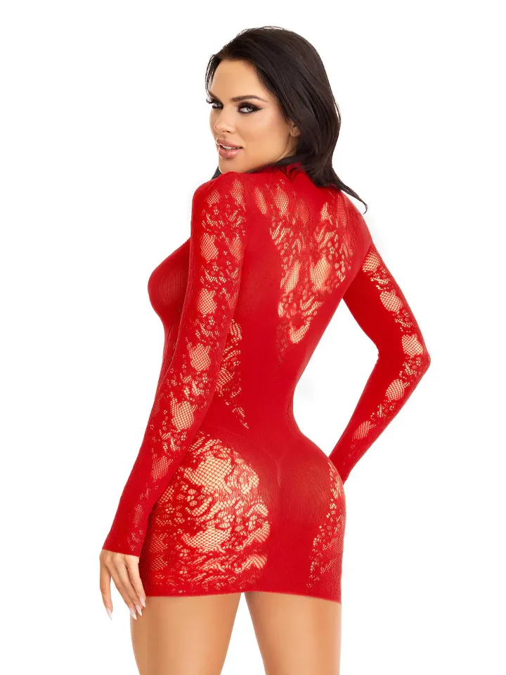 Mini Dress & Gloved Sleeves Red - Dresses & Skirts 3 [full]
