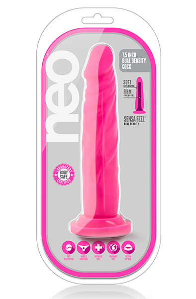 Neo Dual Density Cock Neon Pink 19cm - Dildo 2