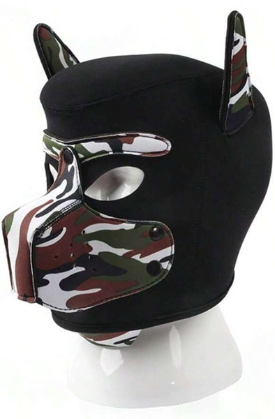 Neoprene Dog On Mask Black-Camouflage - BDSM Maske 1