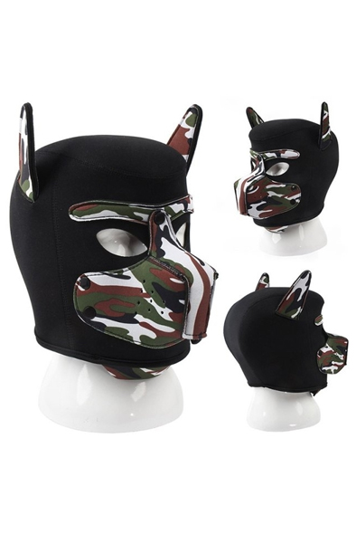 Neoprene Dog On Mask Black-Camouflage - BDSM Maske 2