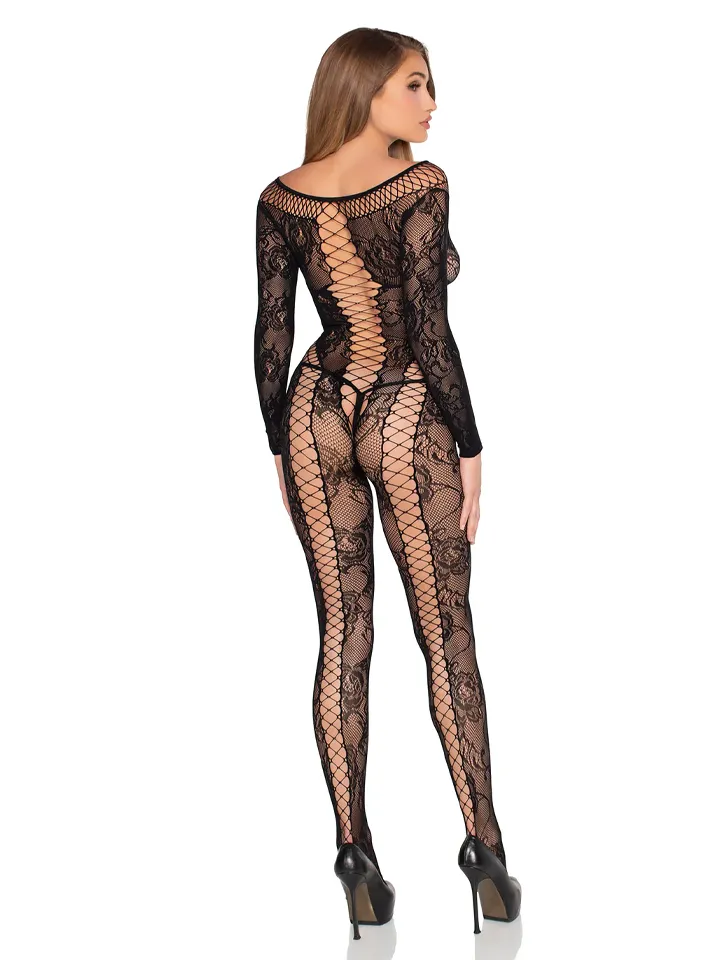 Net & Lace Jumpsuit Black - Bodystocking 3 [full]