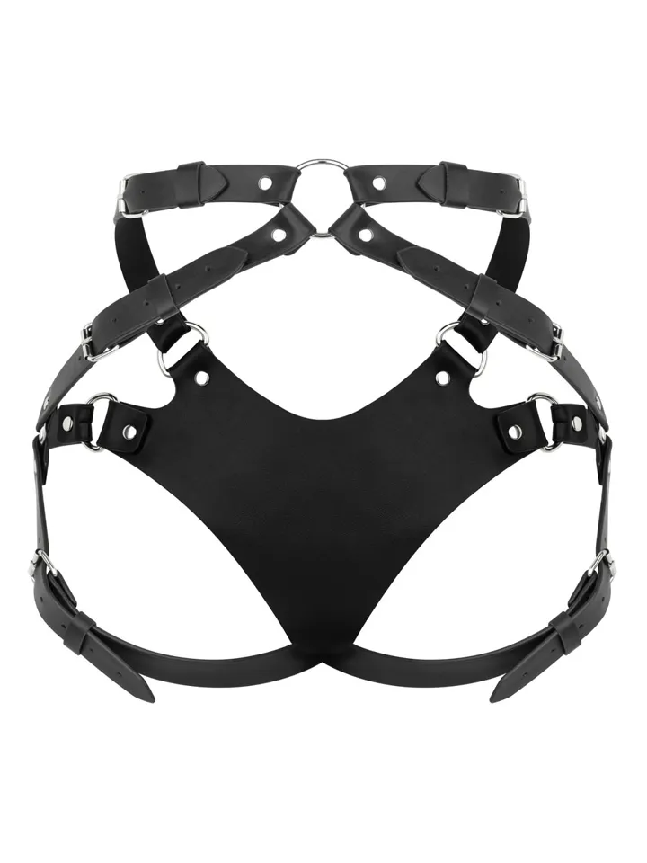 No-Parts PU Leather Harness Black - Strap-on harness 2 [full]