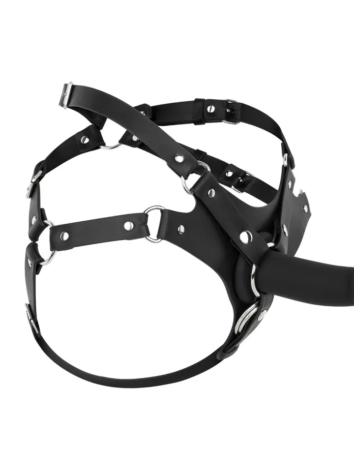 No-Parts PU Leather Harness Black - Strap-on harness 3 [full]