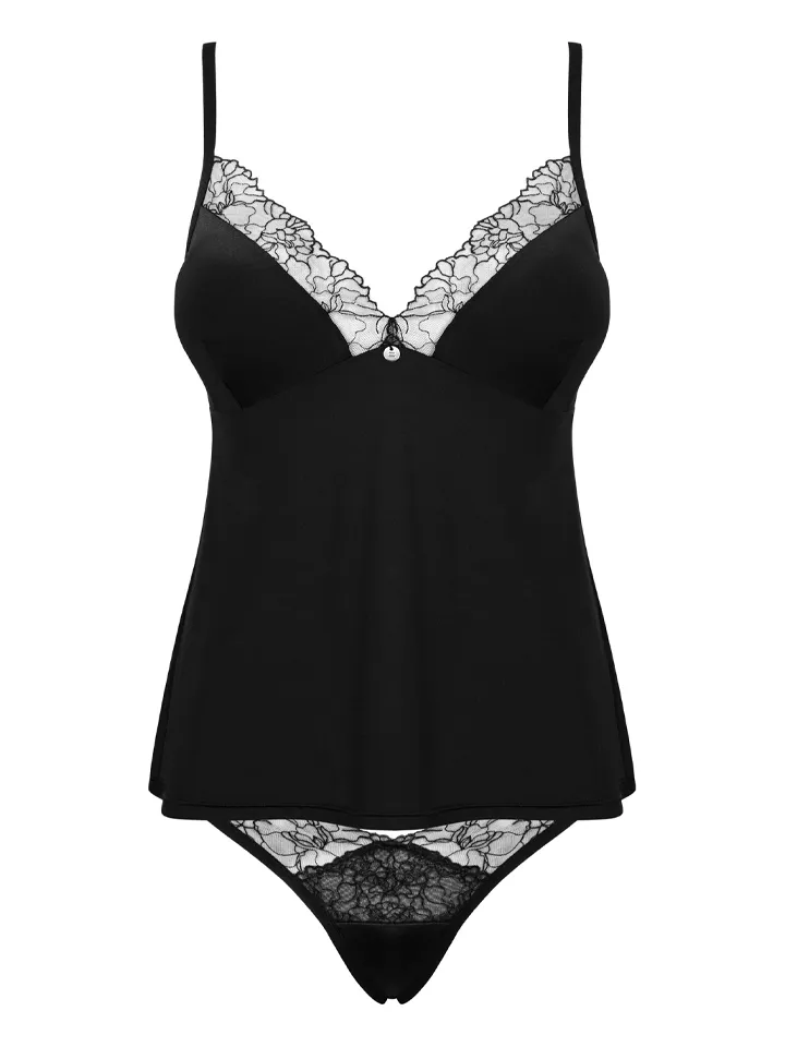 Obsessive Bella Rou Top & Panties Black - Underklädesset 3 [full]