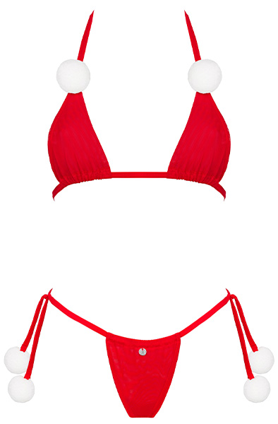 Obsessive Bobble Girl 2-pcs Set Red - Bra set, lingerie for Christmas 3