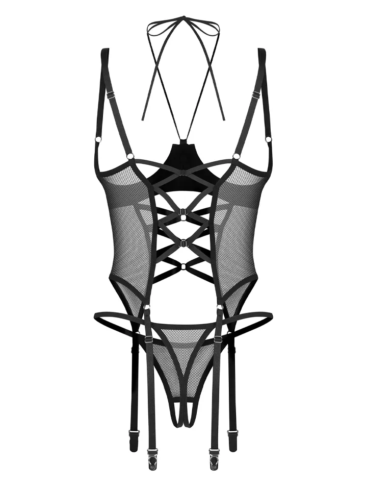 Obsessive Dominna Corset & Crotchless Thong Black - Corset & thong 6 [full]