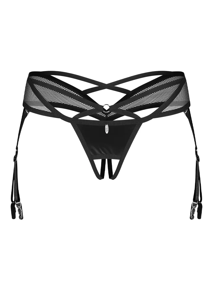 Obsessive Dominna Crotchless Thong Black - Panties with open crotch 2 [full]