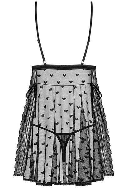 Obsessive Heartia Babydoll Schwarz - Babydoll-Dessous 4