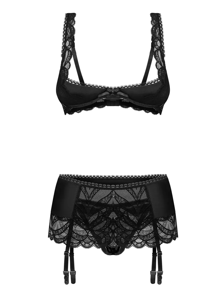 Obsessive Lecille 3-pcs Crotchless Set - Underklädesset 4 [full]
