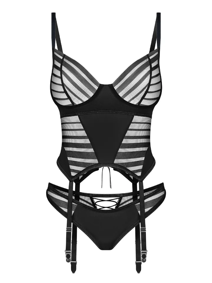 Obsessive Lune Bellis Corset & Thong Black - Corset 4