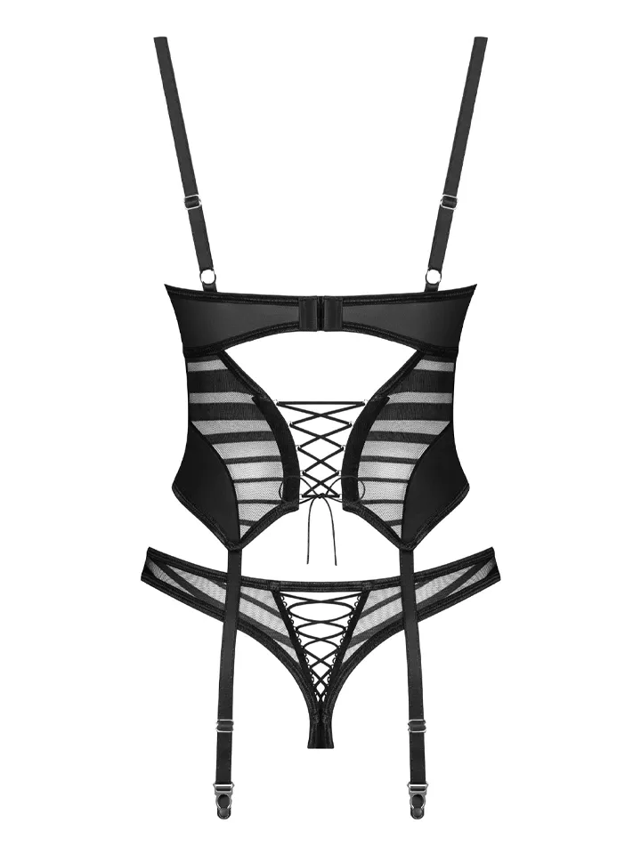 Obsessive Lune Bellis Corset & Thong Black - Corset 5