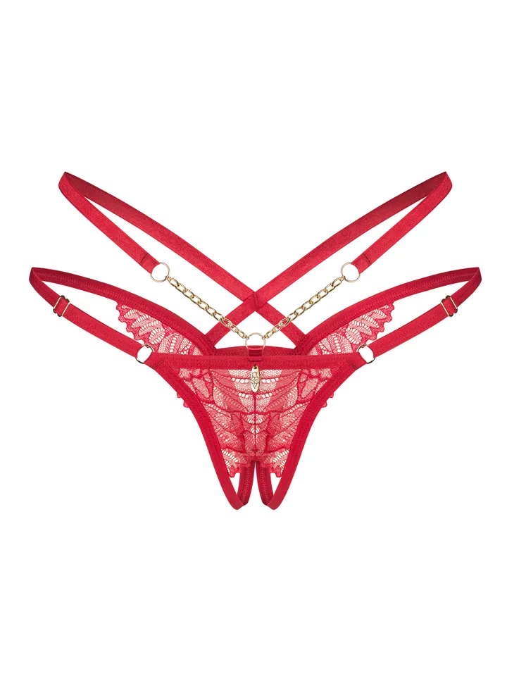 Obsessive Matildea Crotchless Thong Red - Panties with open crotch 3 [full]