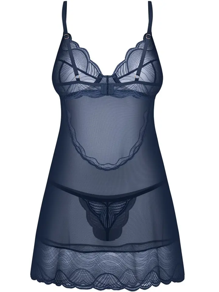 Obsessive Nightly Blue Chemise & Thong - Babydoll lingerie 4