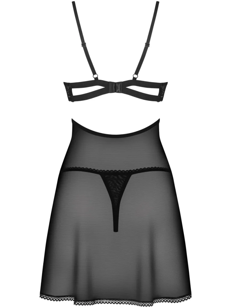 Obsessive Nutris Babydoll & Thong Black - Babydoll lingerie 3
