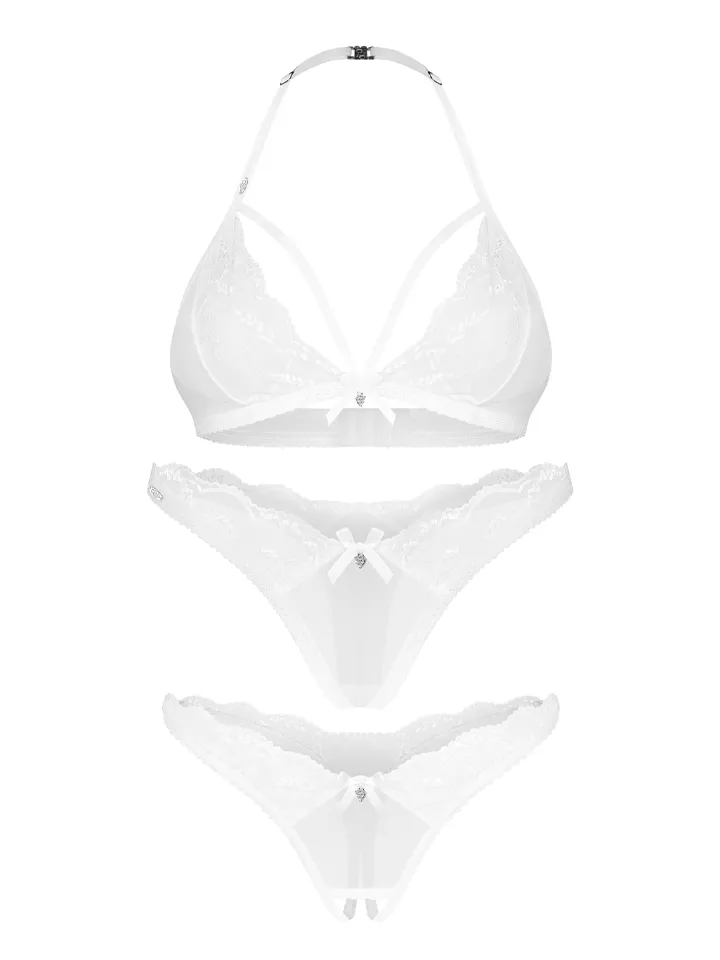 Obsessive Weddya Bra, Thong & Crotchless Thong - Underklädesset 3 [full]
