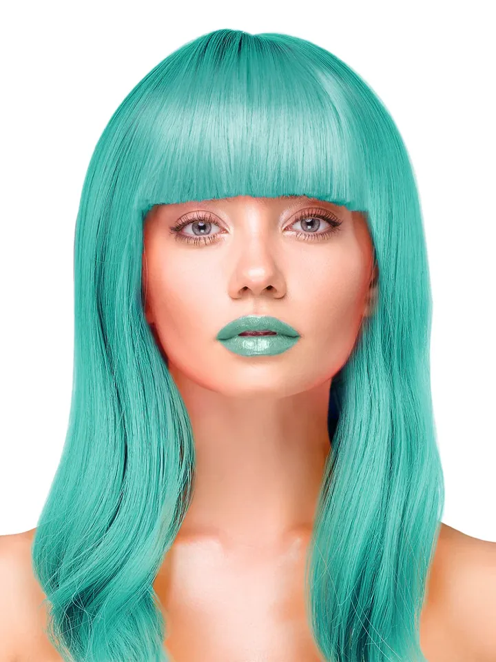 Party Wig Long Straight Turquoise Hair - Wig 1 [full]