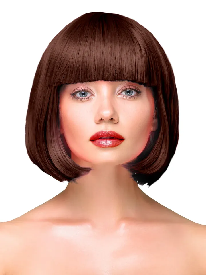 Party Wig Short Straight Brown Hair - Wig 1 [full]