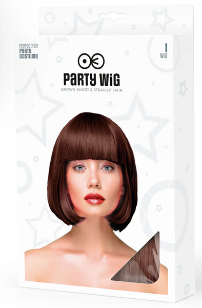 Party Wig Short Straight Brown Hair - Wig 2