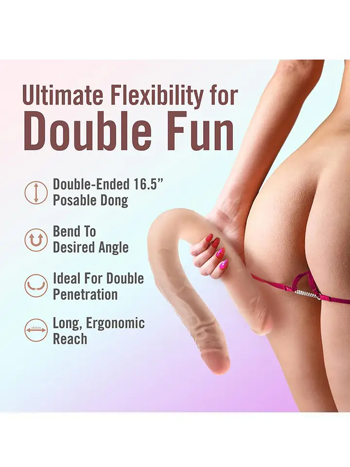 Posable Double Dong Beige 42 cm - Dual dildo 4