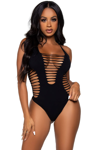 Racer Back String-Body Schwarz - Teddy 1
