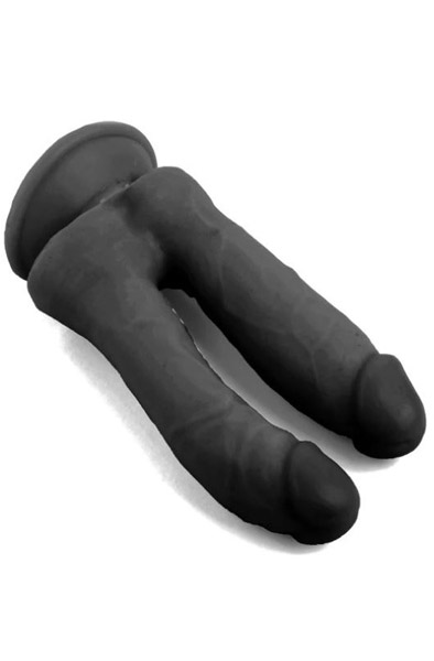 Realistic Penis Double Penetration Black 18,5 cm - Double dildo dose 2