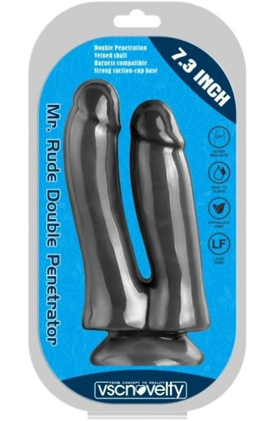 Realistic Penis Double Penetration Black 18,5 cm - Double dildo dose 3