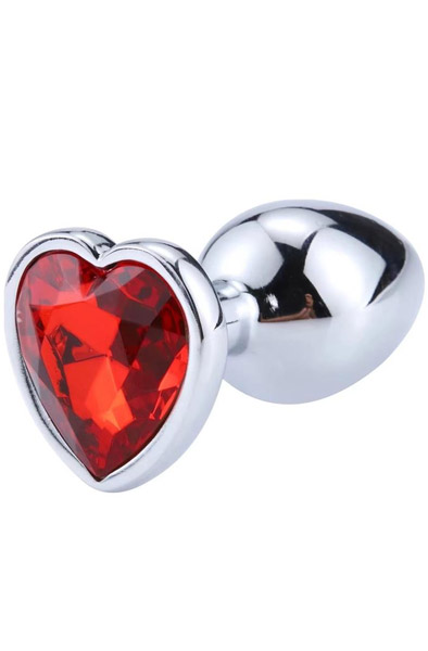 Red Scarlet Anal Plug With Heart Jewel S - Analplug aus Metall 1