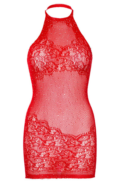 Rhinestone Neckholder-Minikleid Rot - Kleider & Röcke 3