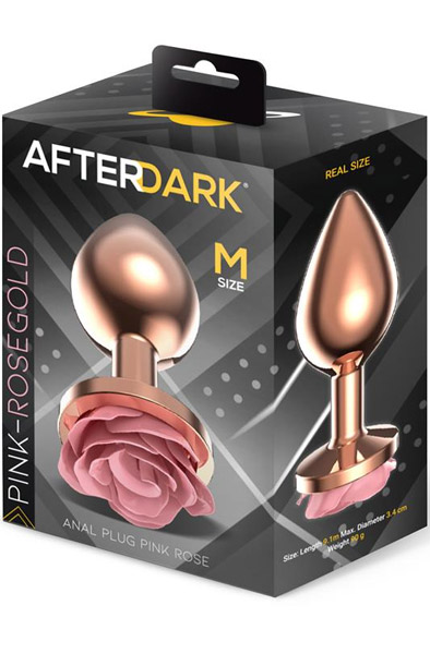 Rosegold Metal Anal Plug With Pink Rose Medium - Anal plug 3