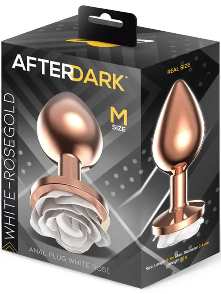 Rosegold Metal Anal Plug With White Rose Medium - Anal plug metal 3