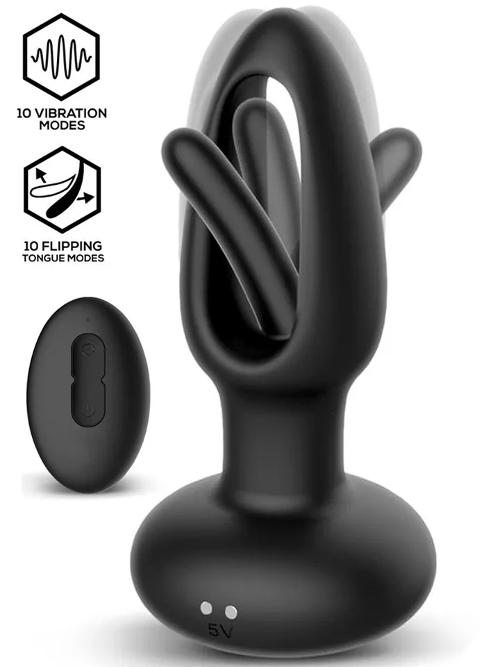 Sasha Vibrating Plug With Flipping Tongue & Remote - Vibrating anal plug 1