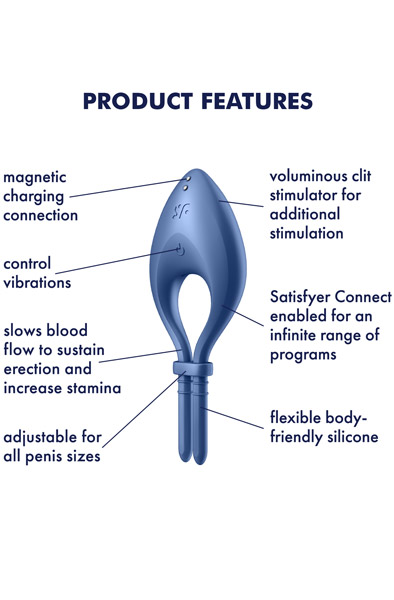 Satisfyer Bullseye Ring Vibrator Blue - App-gesteuerter Penisring 2