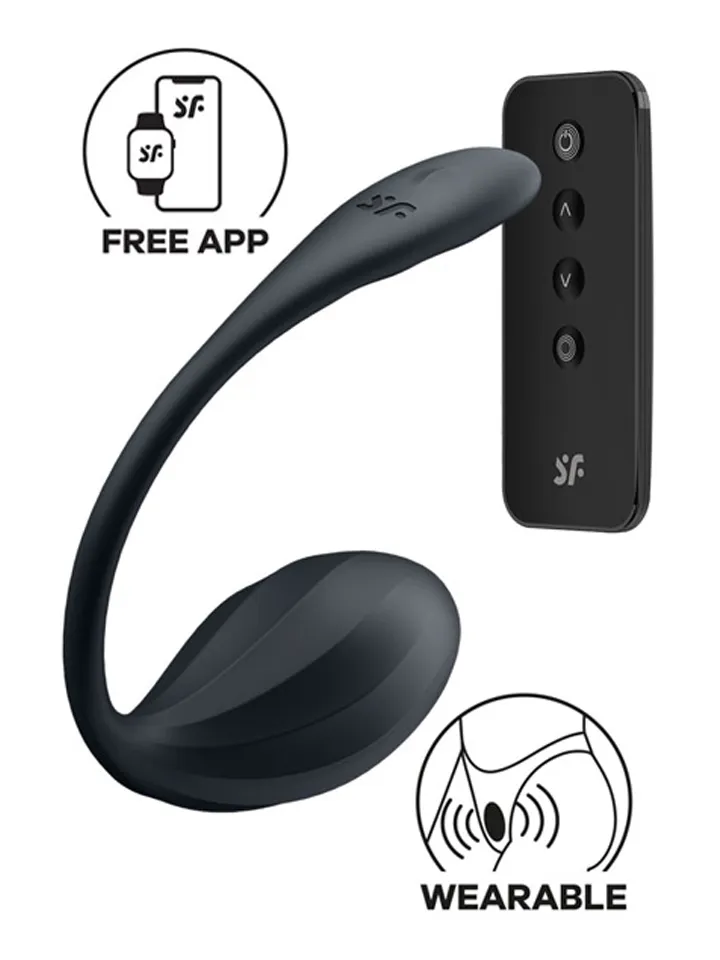 Satisfyer Ribbed Petal App Vibrator Black - App-controlled vibrating egg 1 [full]