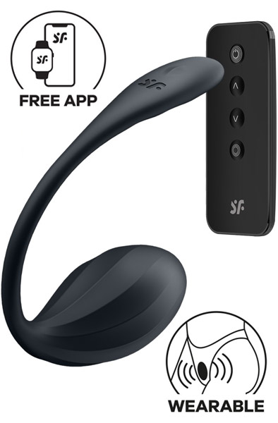 Satisfyer Ribbed Petal App Vibrator Black - App-gesteuertes Vibro-Ei 1