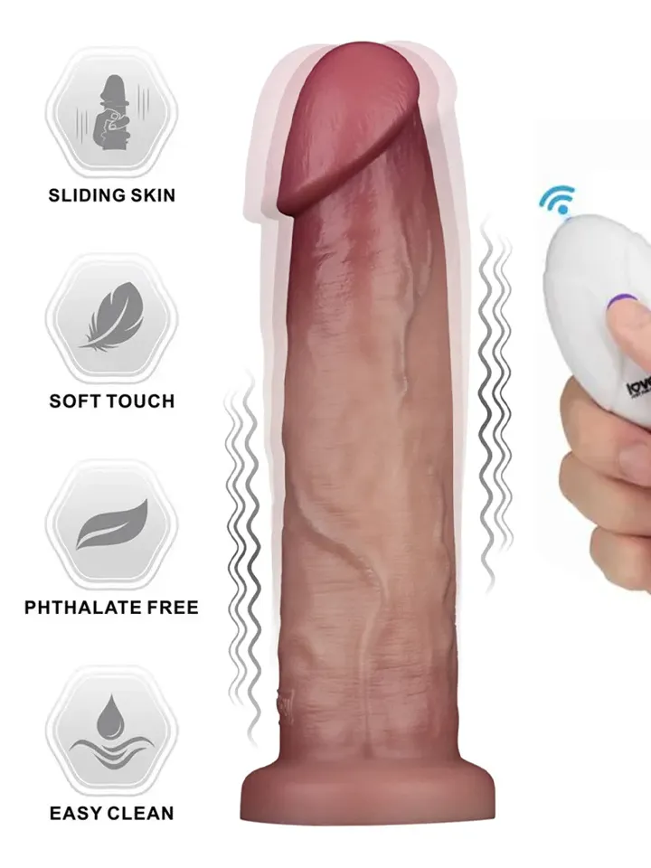 Sliding Skin Pro II Silicone Vibrating Dildo 22,7 cm - Vibrating dildo 1 [full]