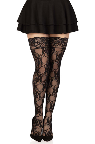 Stay Up Of Floral Lace Black - Stockings 2