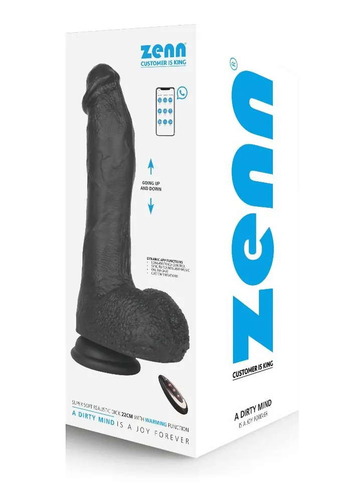 Super Soft Dildo With Heating Black 22 cm - Vibrating dildo 1 [full]