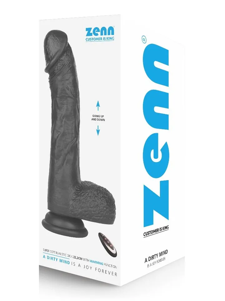 Super Soft Dildo With Warming Black 22,2 cm - Vibrating dildo 1 [full]