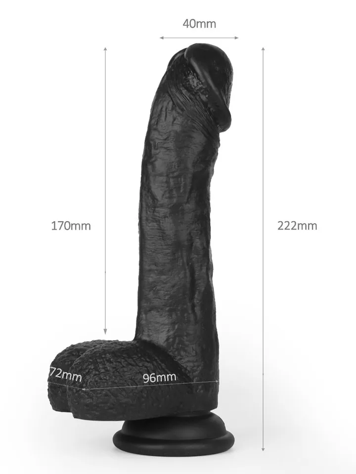 Super Soft Dildo With Warming Black 22,2 cm - Vibrating dildo 2 [full]