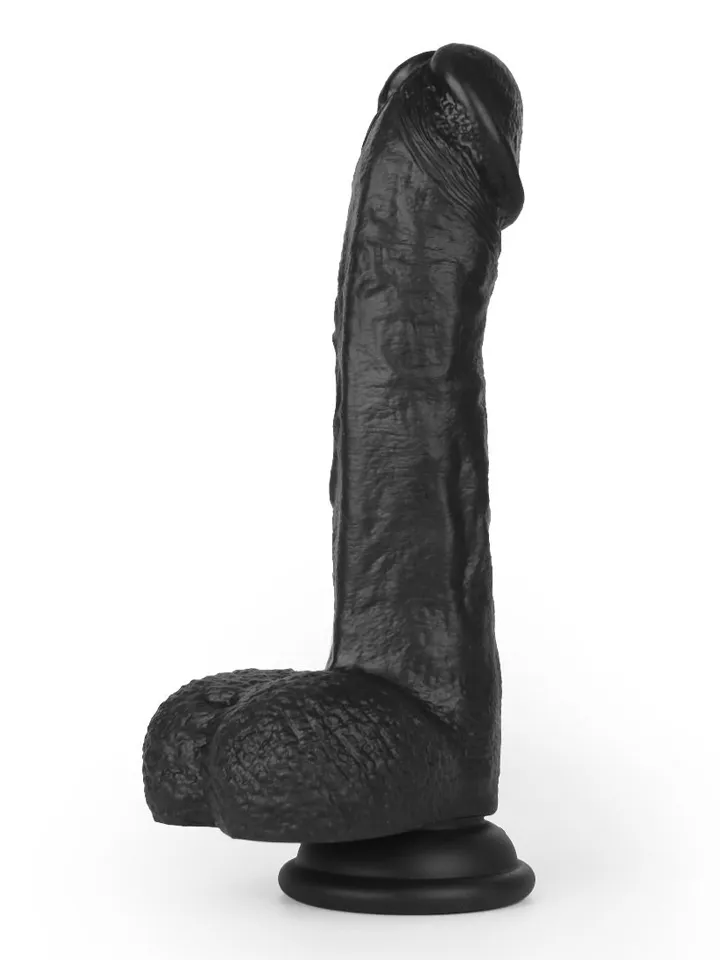 Super Soft Dildo With Warming Black 22,2 cm - Vibrating dildo 4 [full]
