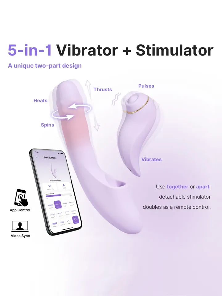 Svakom Duo Glow Thrusting Beaded Vibrator With App - Heating rabbit vibrator 1 [full]