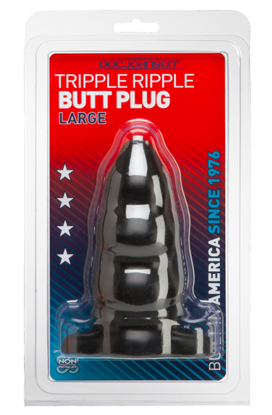 The Classics Triple Ripple Butt Plug Large Black - Anal plug 2